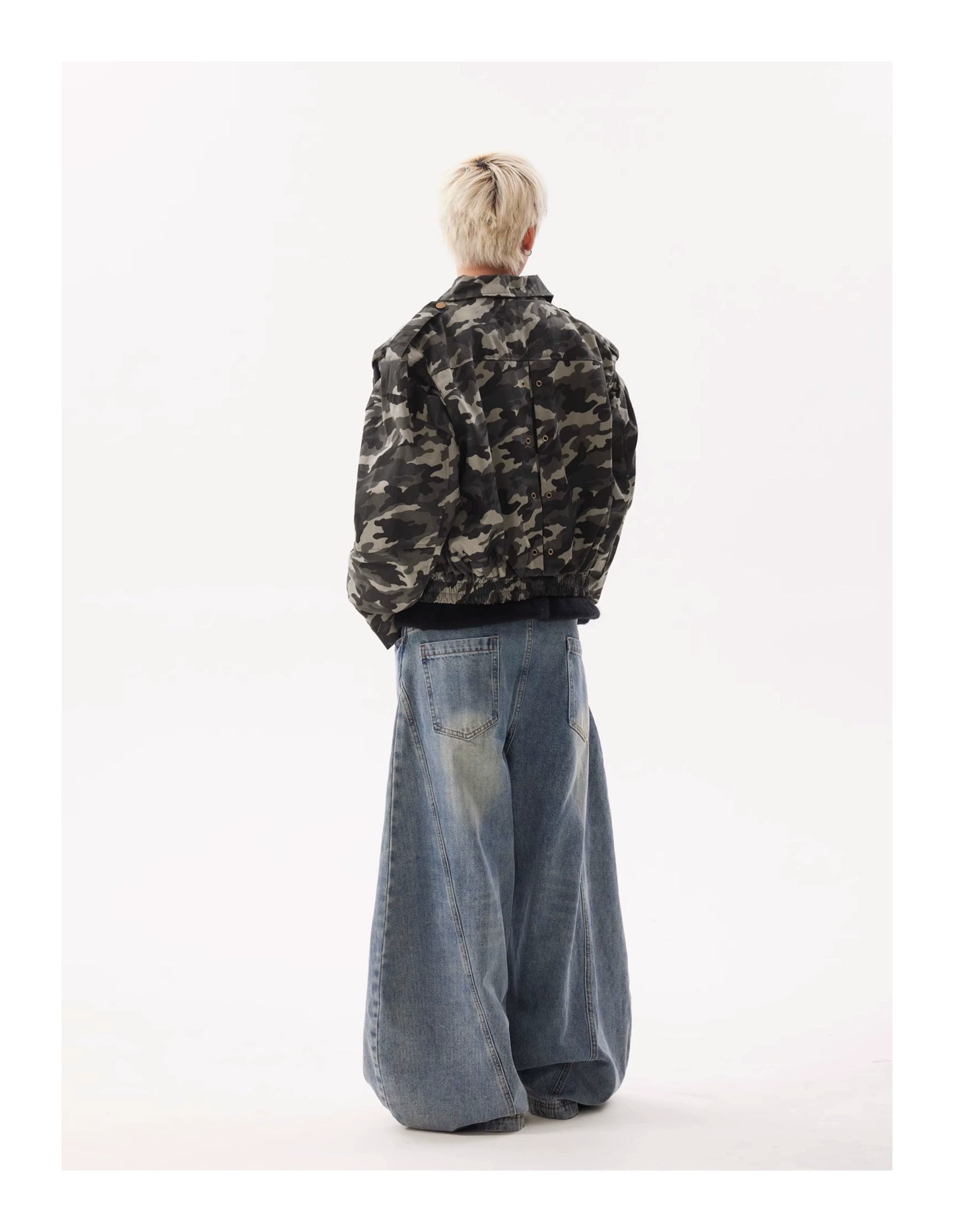 WASH DESCONSTRUCTION BAGGY DENIM PANTS