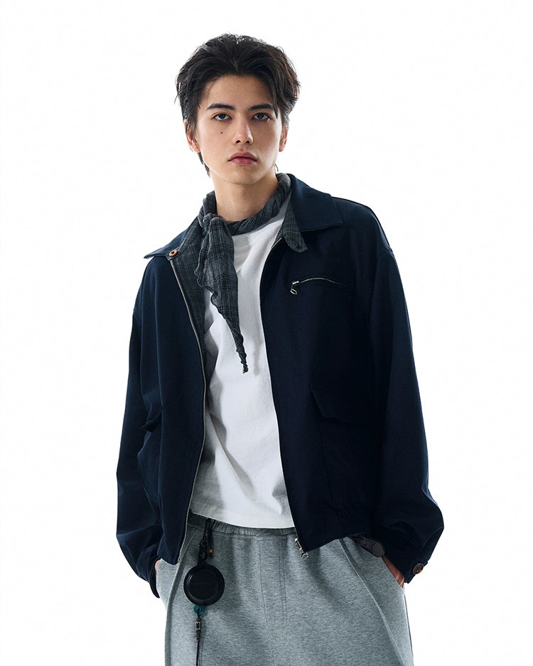 REVERSIBLE CLASSIC PLAID COLLAR JACKET
