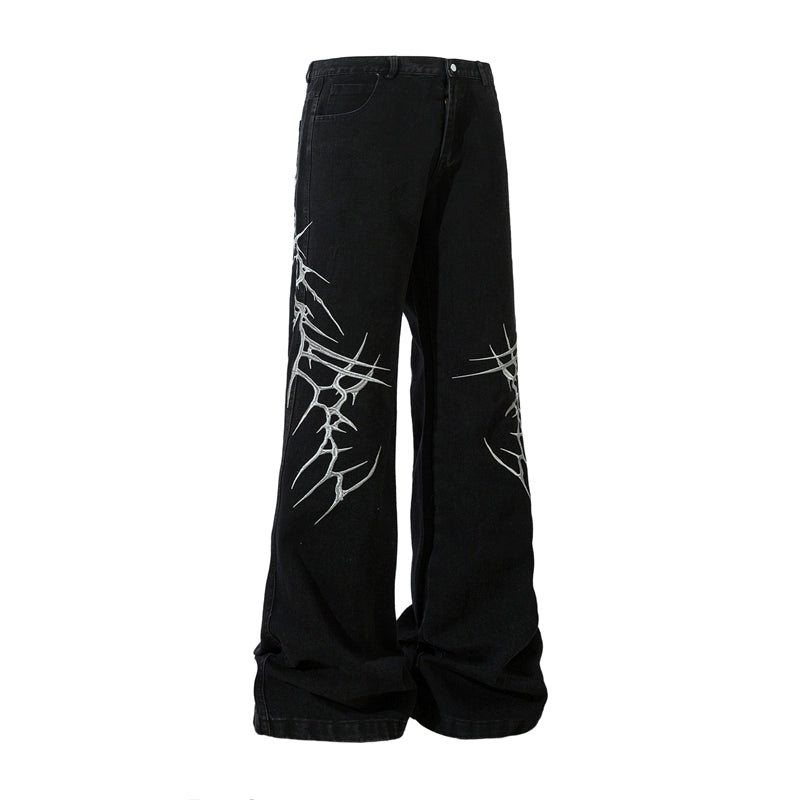 WASHED THRON EMBROIDERY PANTS