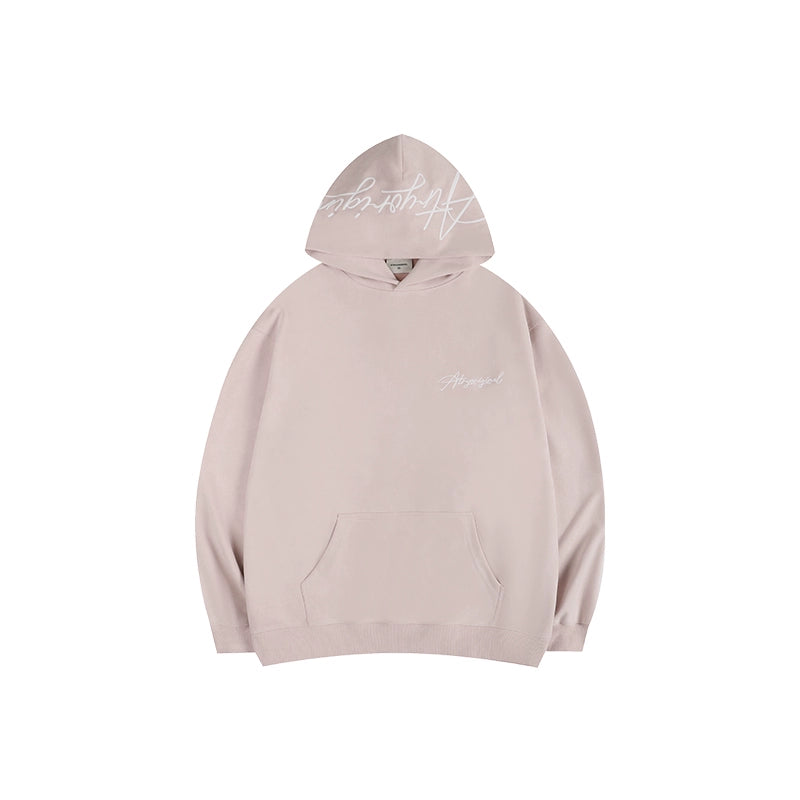 SCRIPT EMBROIDERIED SUEDE WASHED HOODIE