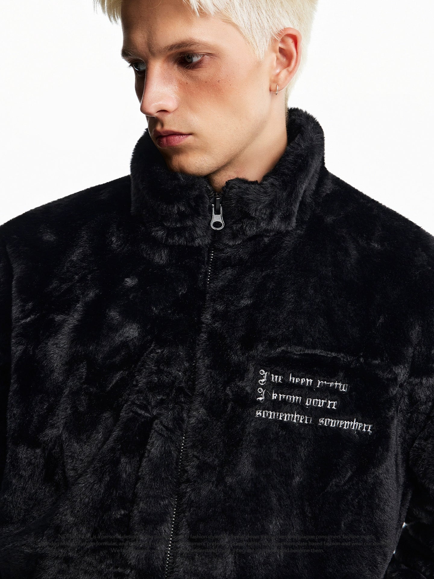 EMBROIDERY BOA HOODED JACKET