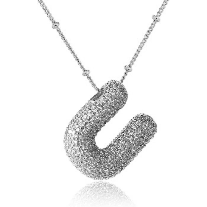 ICY CRYSTAL INITIAL NECKLACE (SILVER)