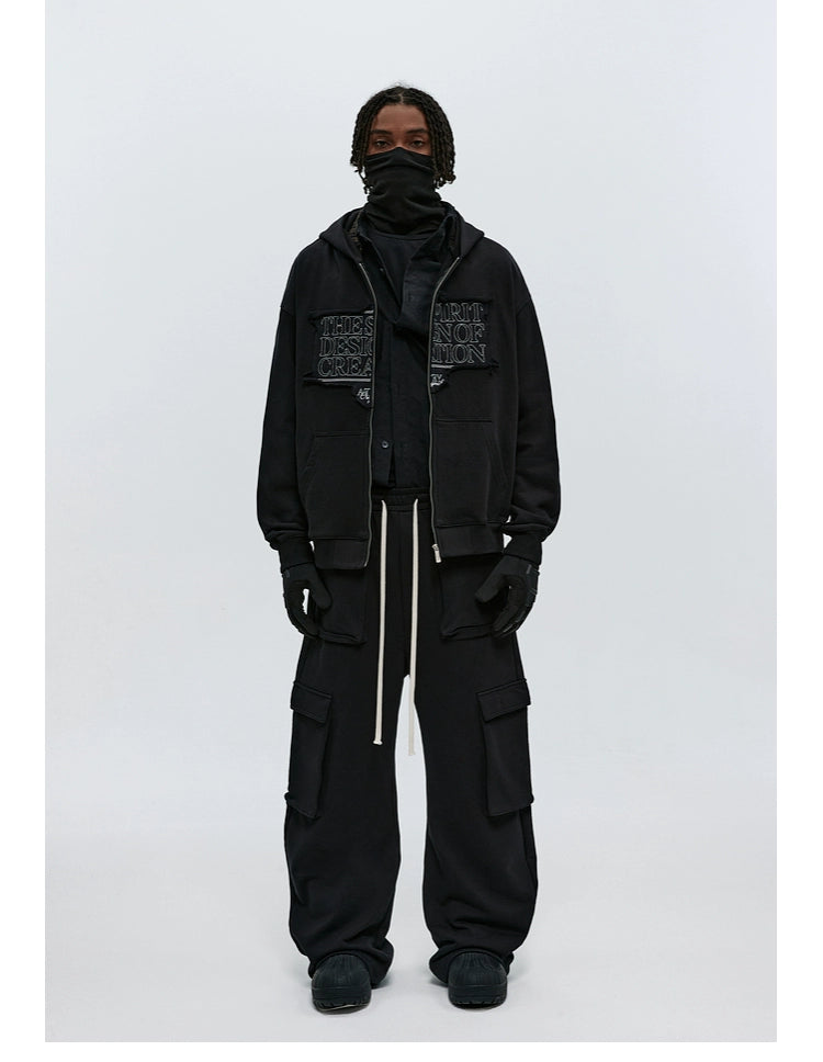 PATCH EMBROIDERED HEAVY ZIPPED HOODIE