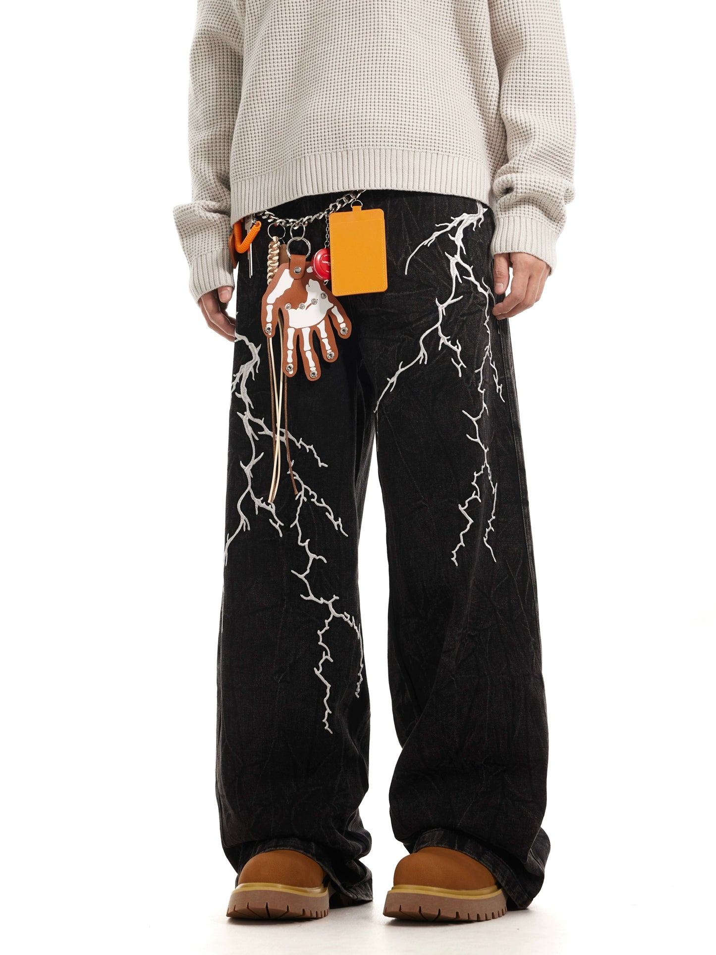 LIGHTNING EMBROIDERY DENIM PANTS