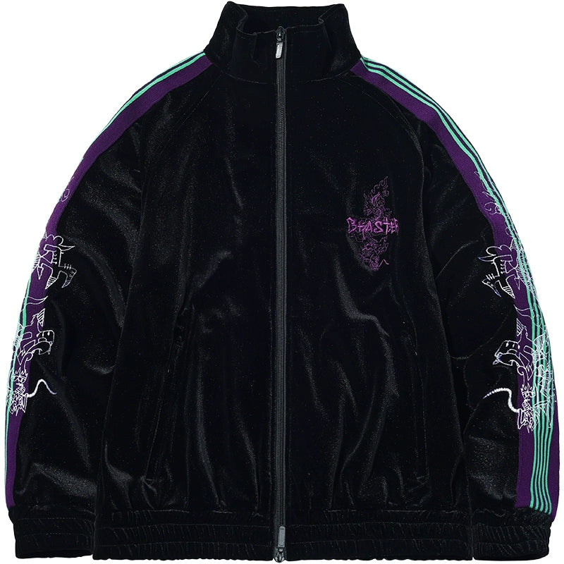 EMBROIDERY VELOUR TRACK JACKET