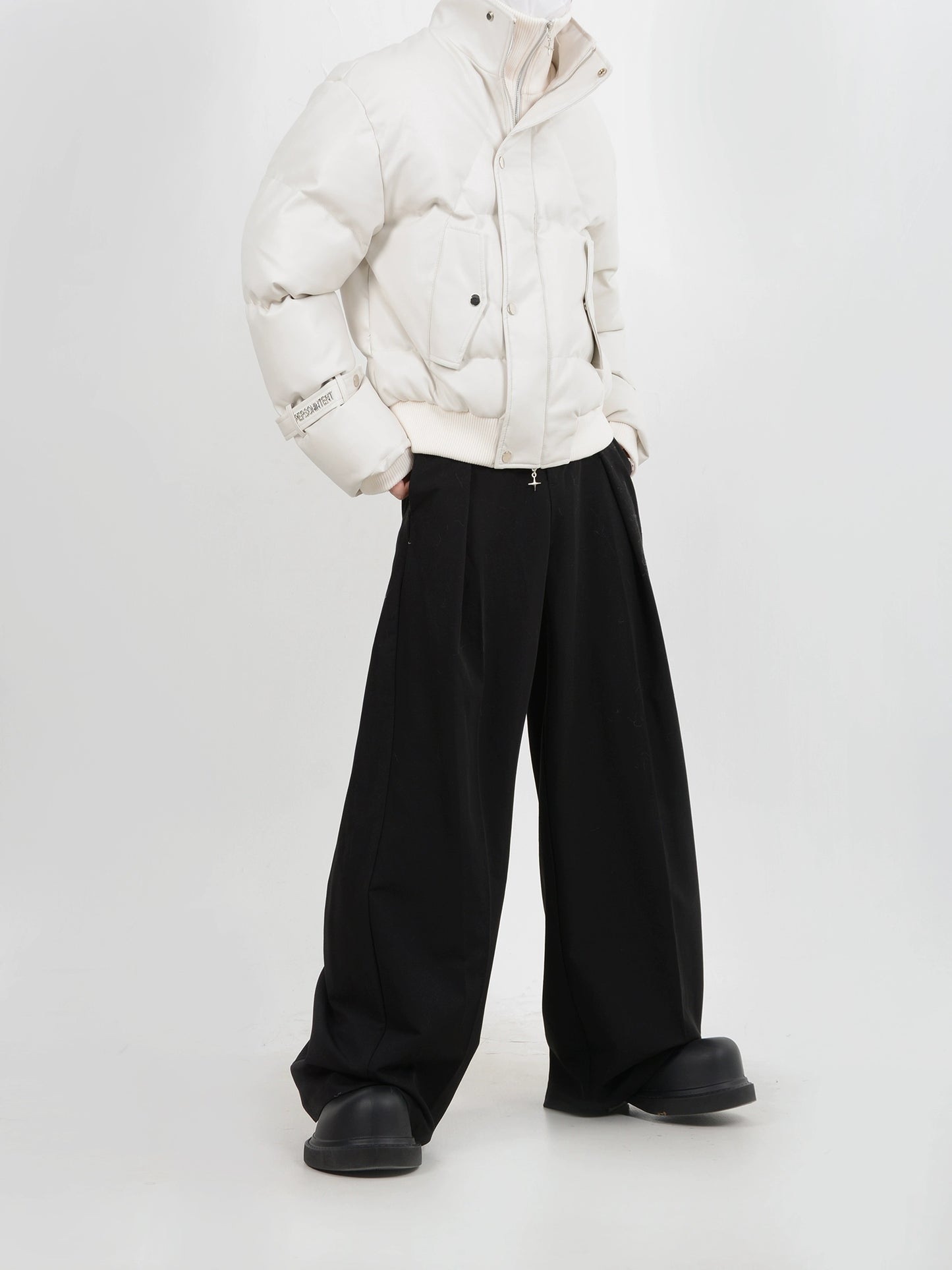 HIGH NECK PU LEATHER JACKET