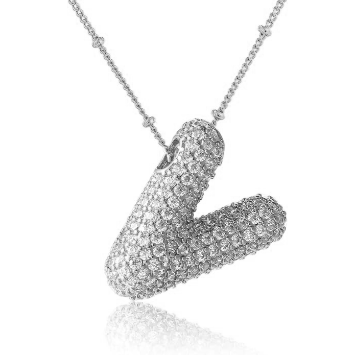 ICY CRYSTAL INITIAL NECKLACE (SILVER)