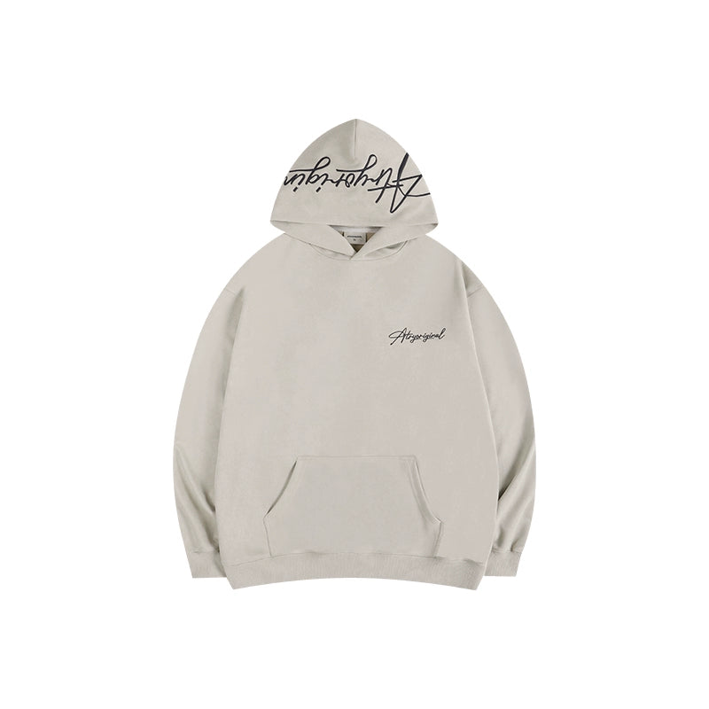 SCRIPT EMBROIDERIED SUEDE WASHED HOODIE