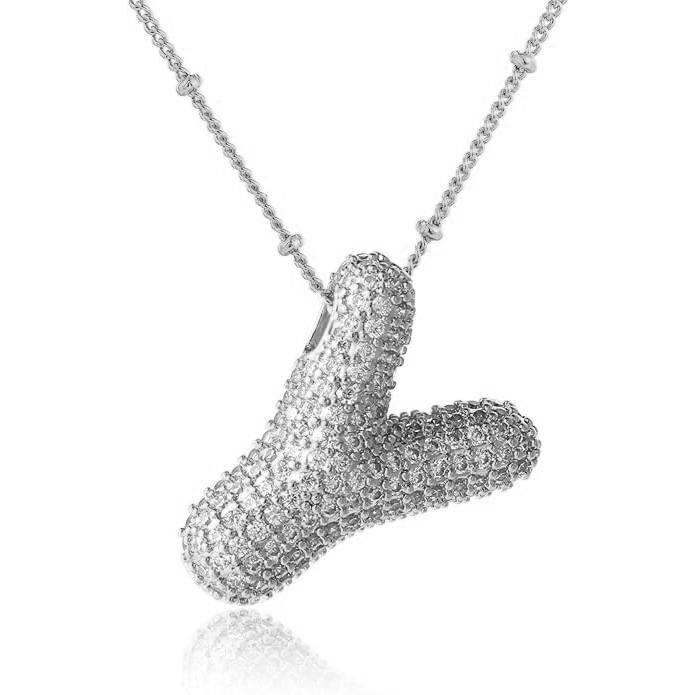 ICY CRYSTAL INITIAL NECKLACE (SILVER)