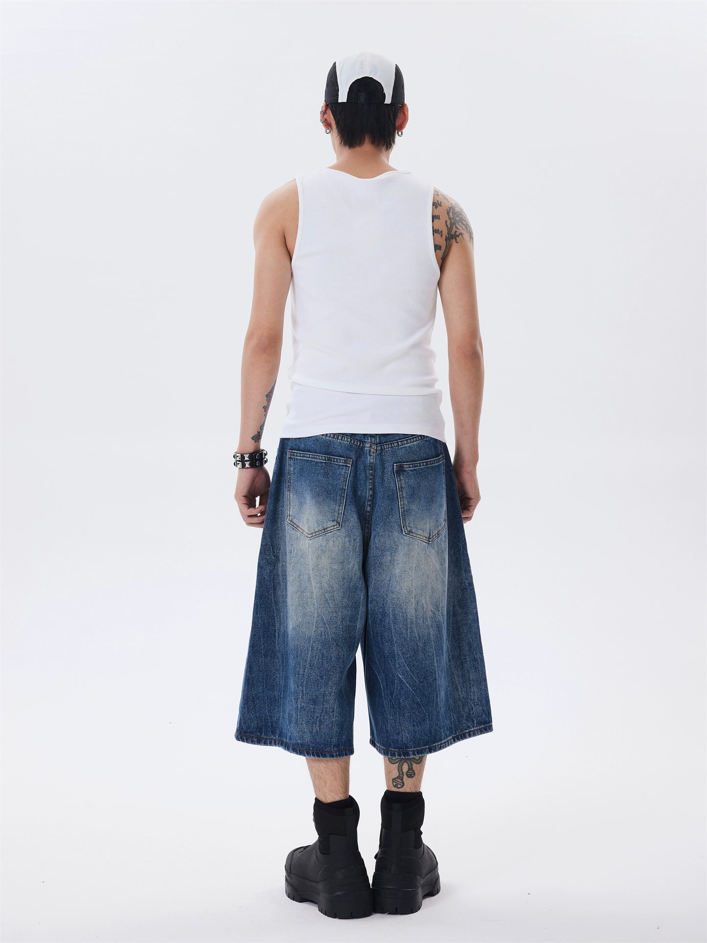 RETRO RIPPLE WSHED DENIM SHORTS