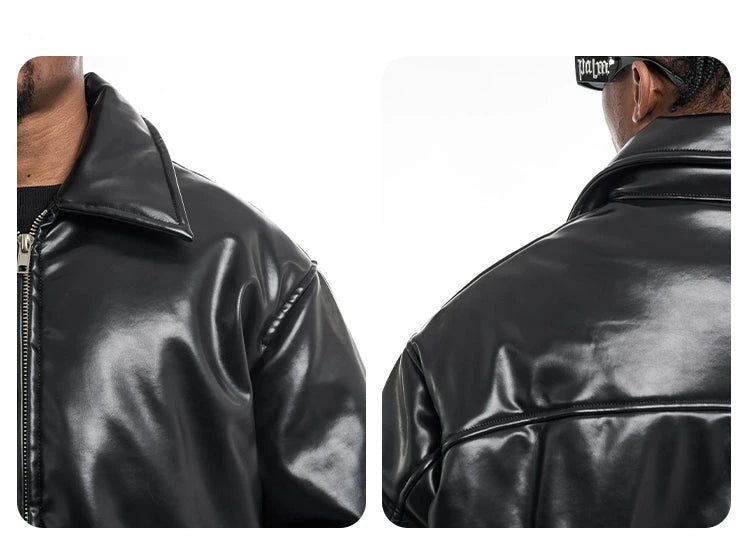 THICKNED PU LEATHER JACKET