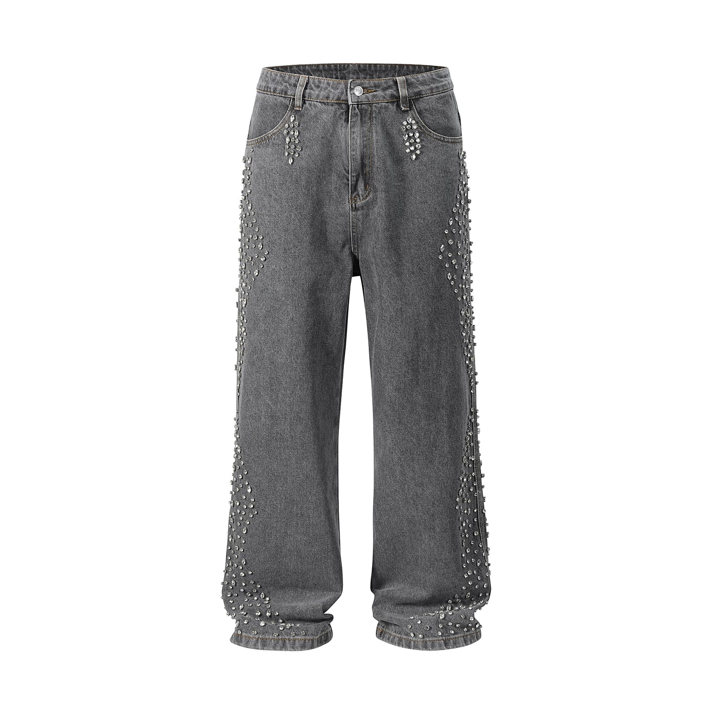 SIDE RHINESTONE DENIM PANTS