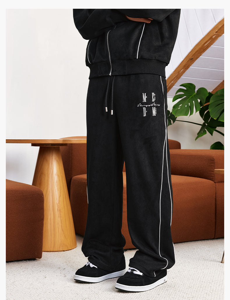 MEDM EMBROIDERY SUEDE TRACK PANTS