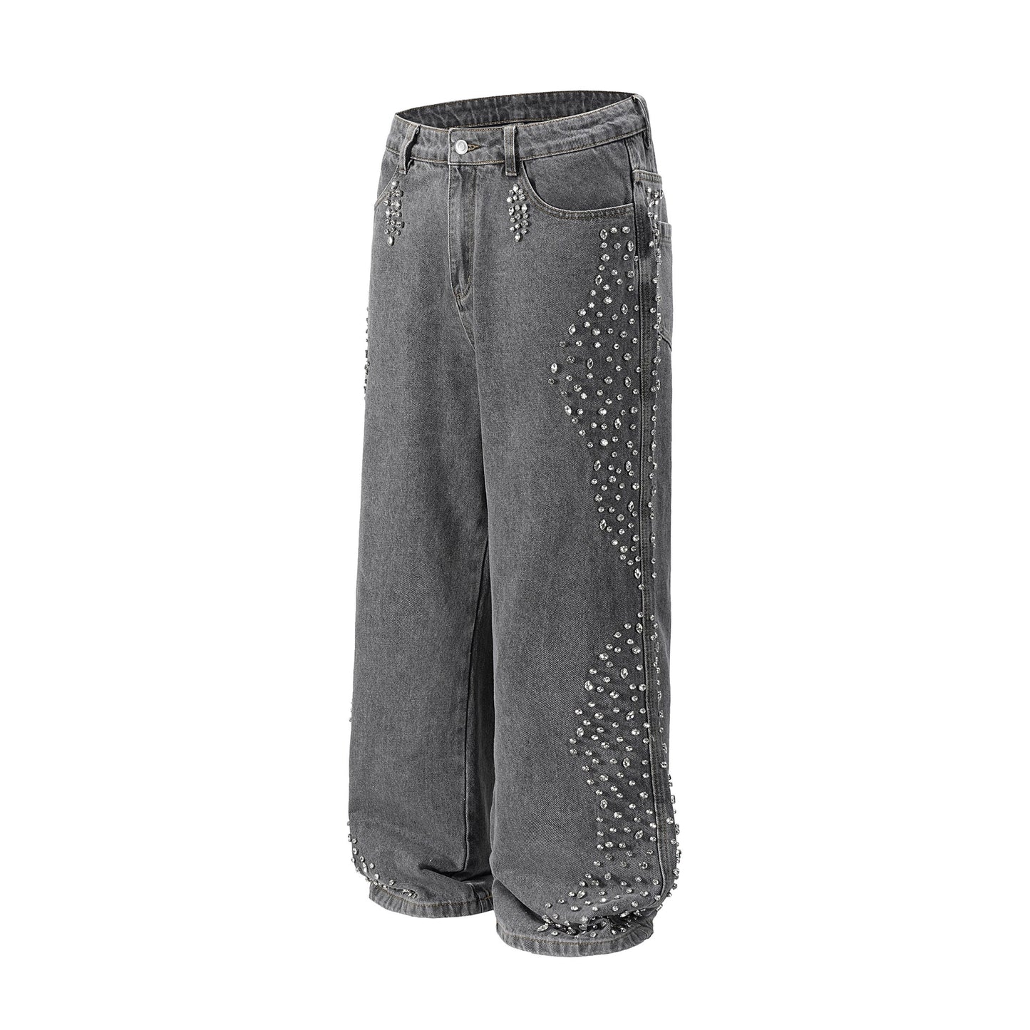 SIDE RHINESTONE DENIM PANTS