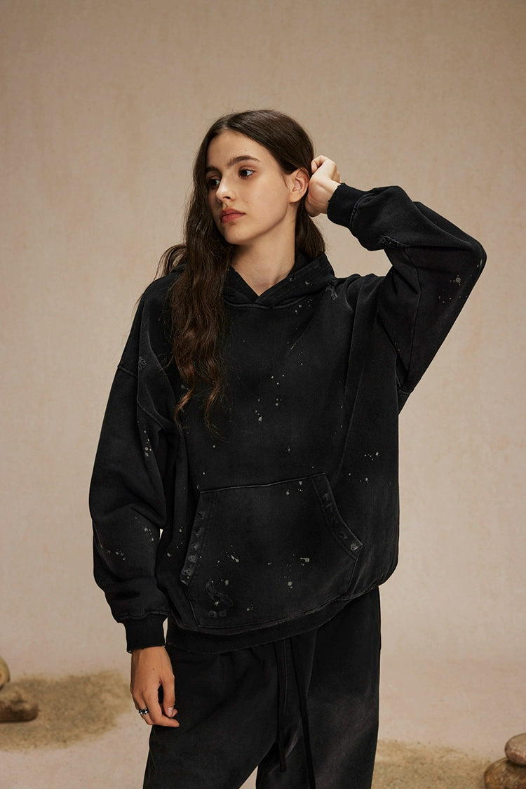 DISTRESSED SPLASH INK HOODIE