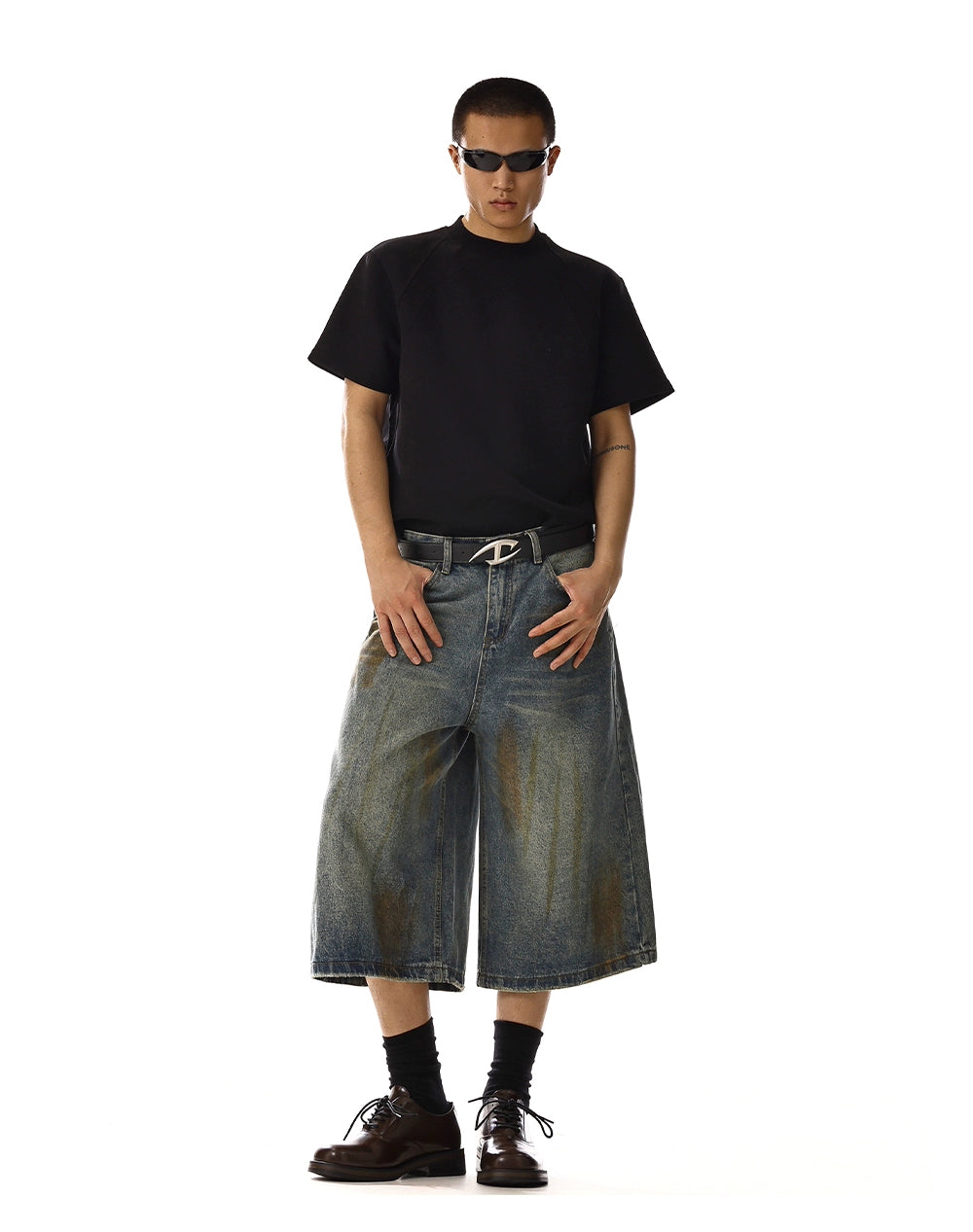 VINTAGE STAINED DENIM SHORTS