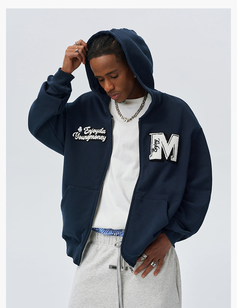 MEDM EMBROIDERY ZIPPED HOODIE