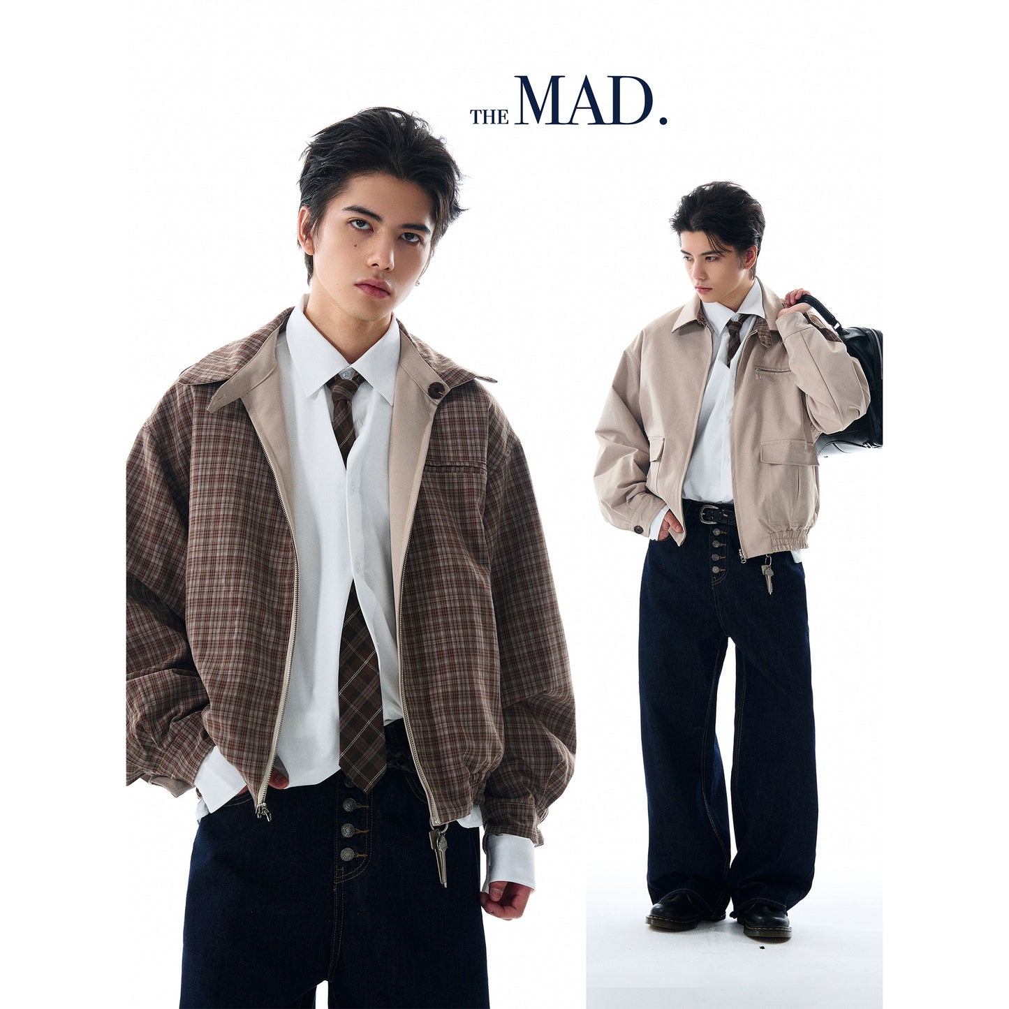 REVERSIBLE CLASSIC PLAID COLLAR JACKET