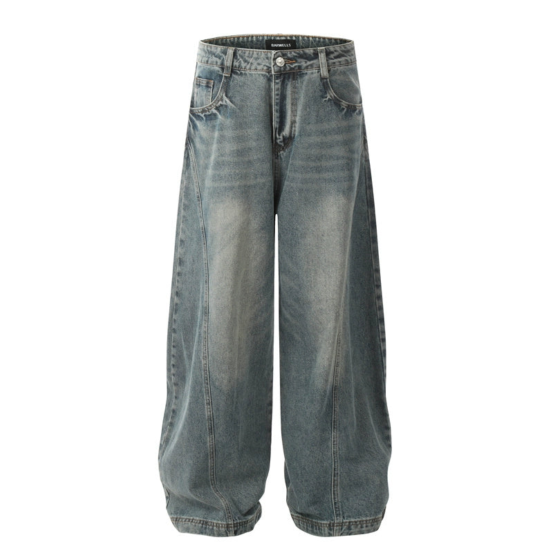 WASH DESCONSTRUCTION BAGGY DENIM PANTS