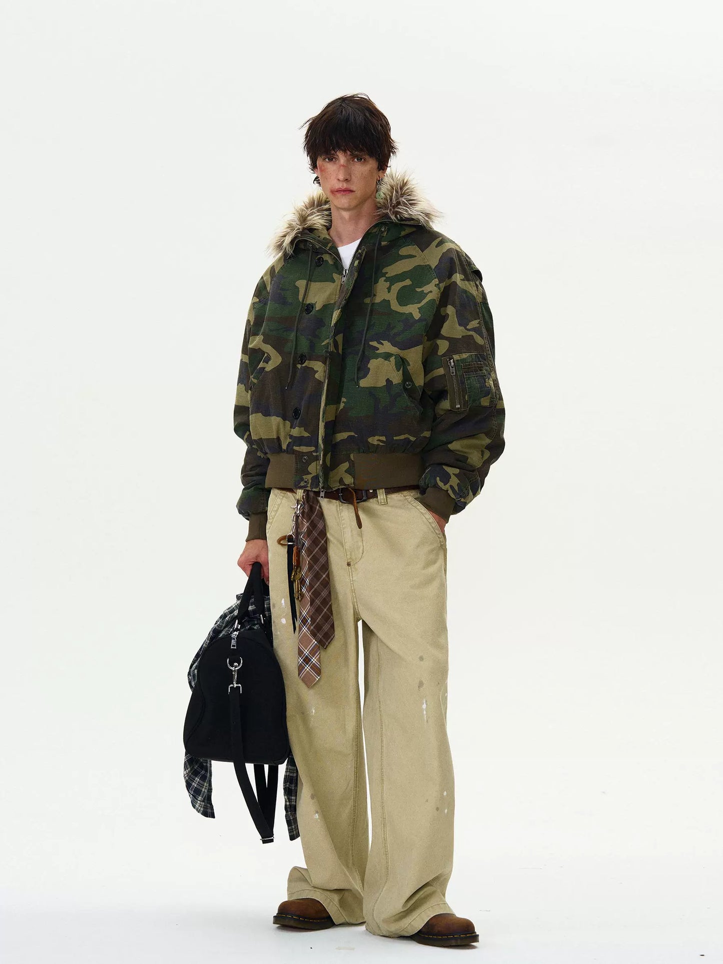 AMERICAN VINTAGE SILHOUETTE CAMOUFLAGE FUR-COLLAR JACKET