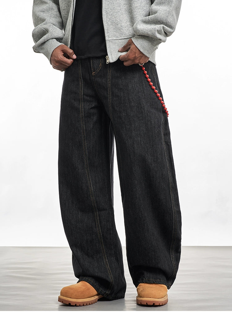 FRONT STITCH BAGGY DENIM PANTS