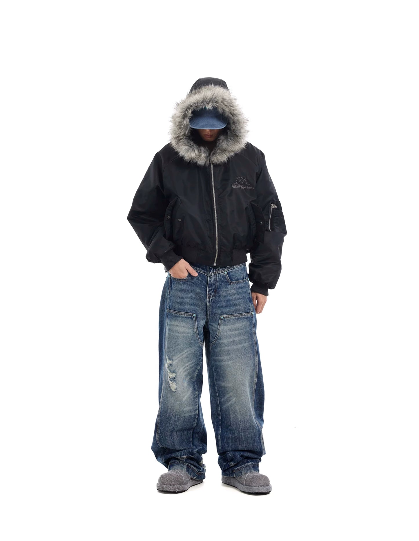DECONSTRUCTED FUR BOMBER JACKET