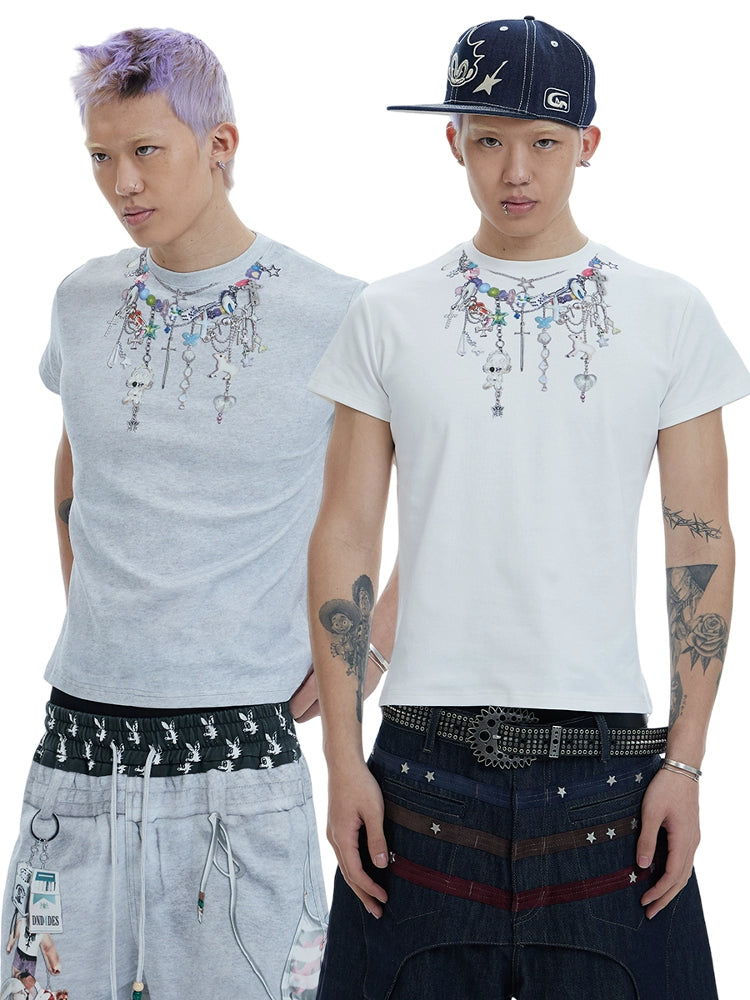 CARTOON CHAIN PRINT T-SHIRT