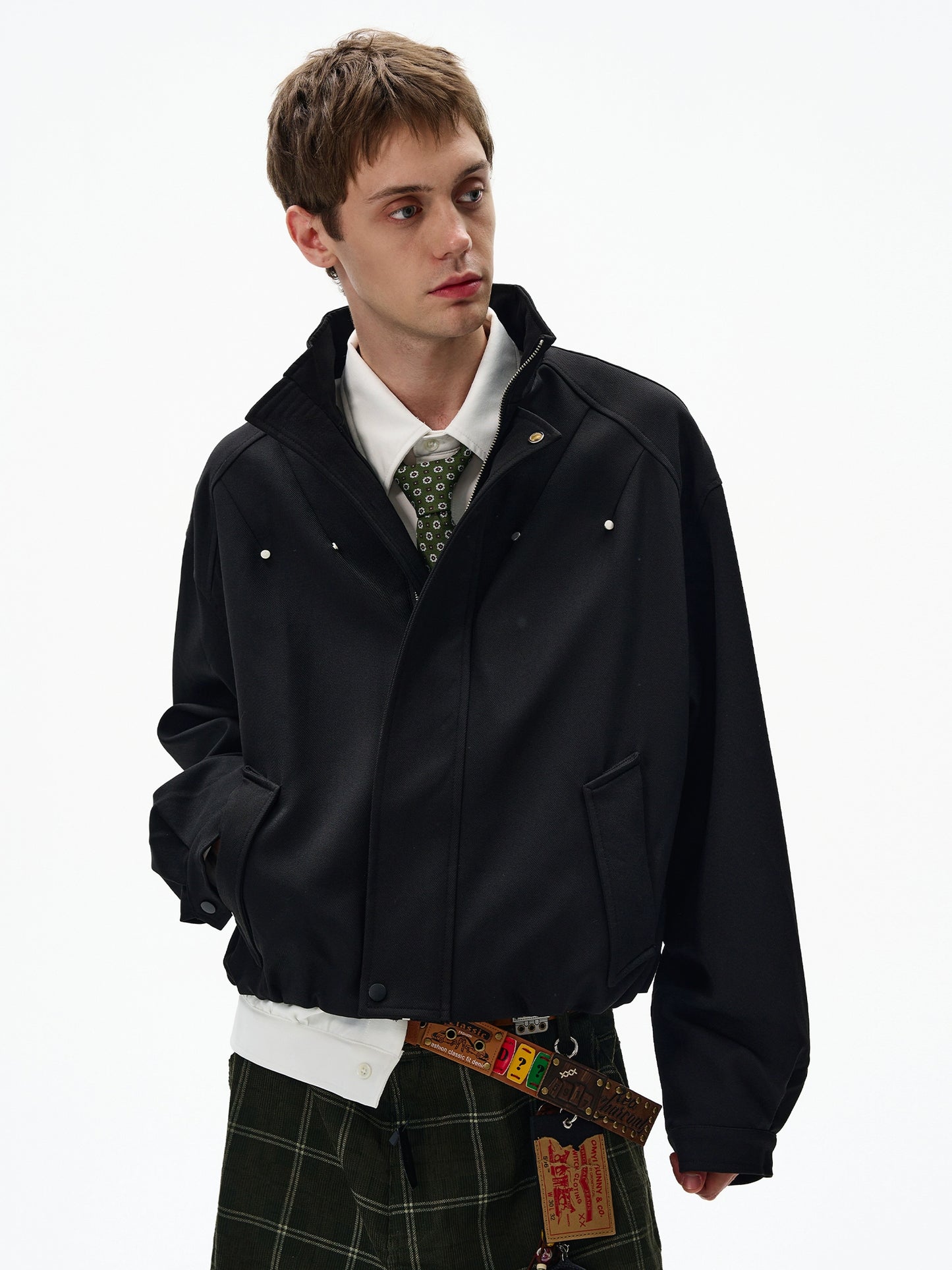 AMERICAN LOOSE DECONSTRUCTED RIVET FLIGHT JACKET