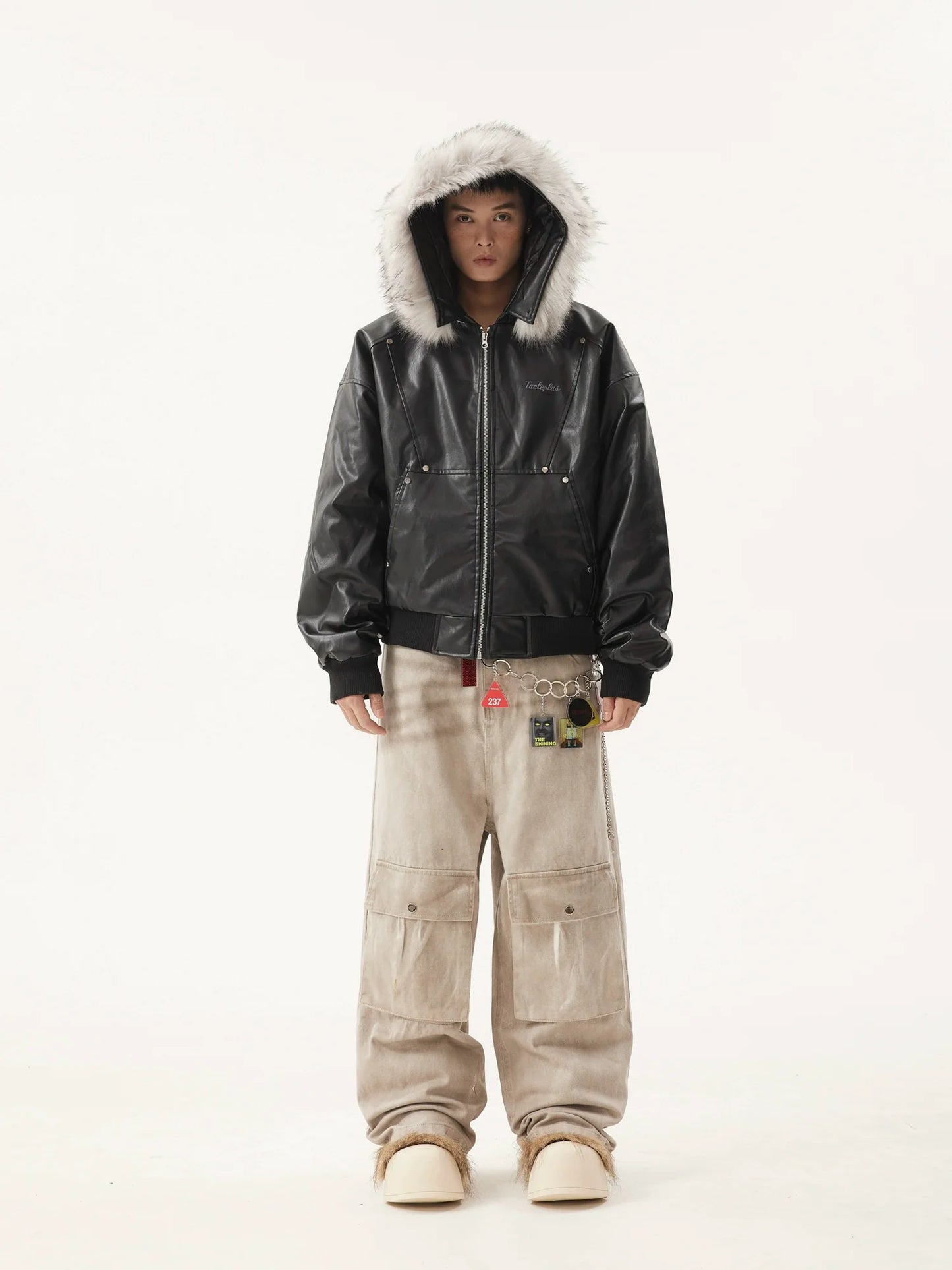 VINTAGE FUR PU LEATHER JACKET