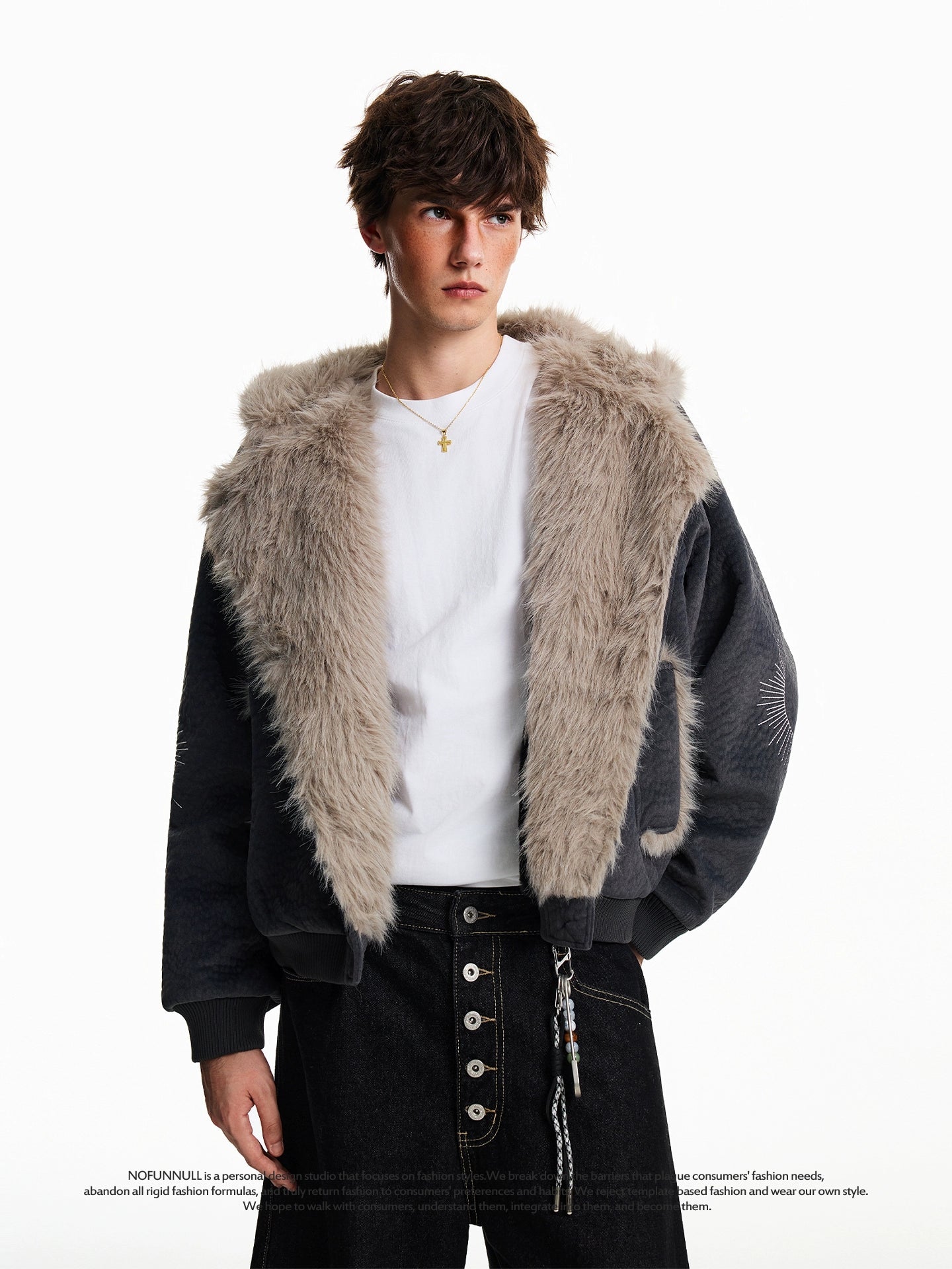 REVERSIBLE FAUX FUR HOODED JACKET
