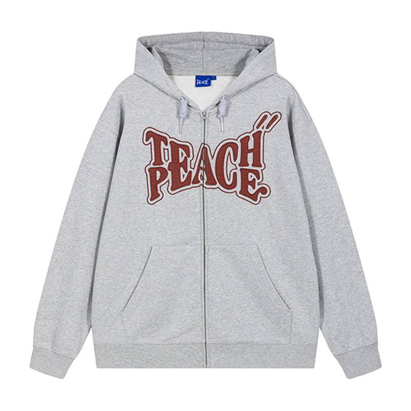 PATCH EMBROIDERY ZIPPED HOODIE