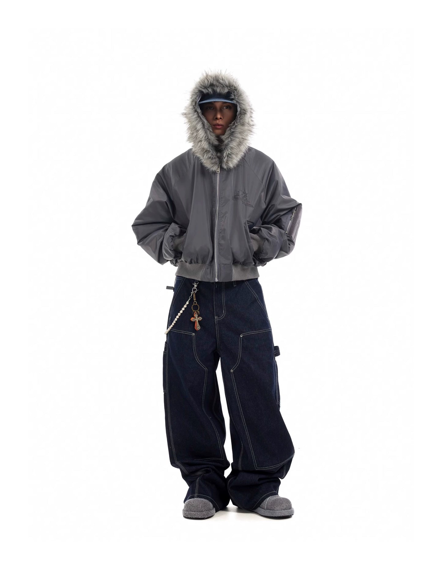 DECONSTRUCTED FUR BOMBER JACKET