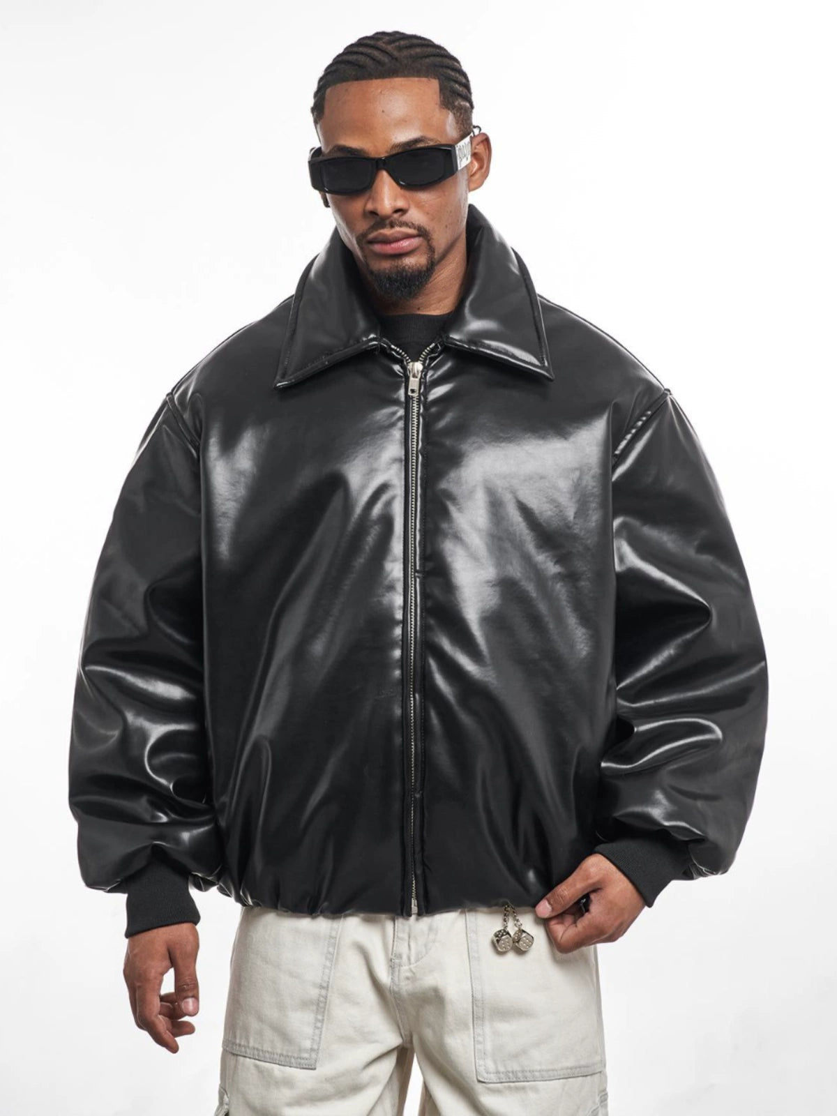 THICKNED PU LEATHER JACKET
