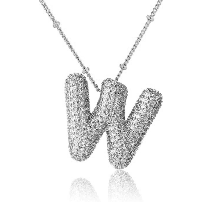 ICY CRYSTAL INITIAL NECKLACE (SILVER)