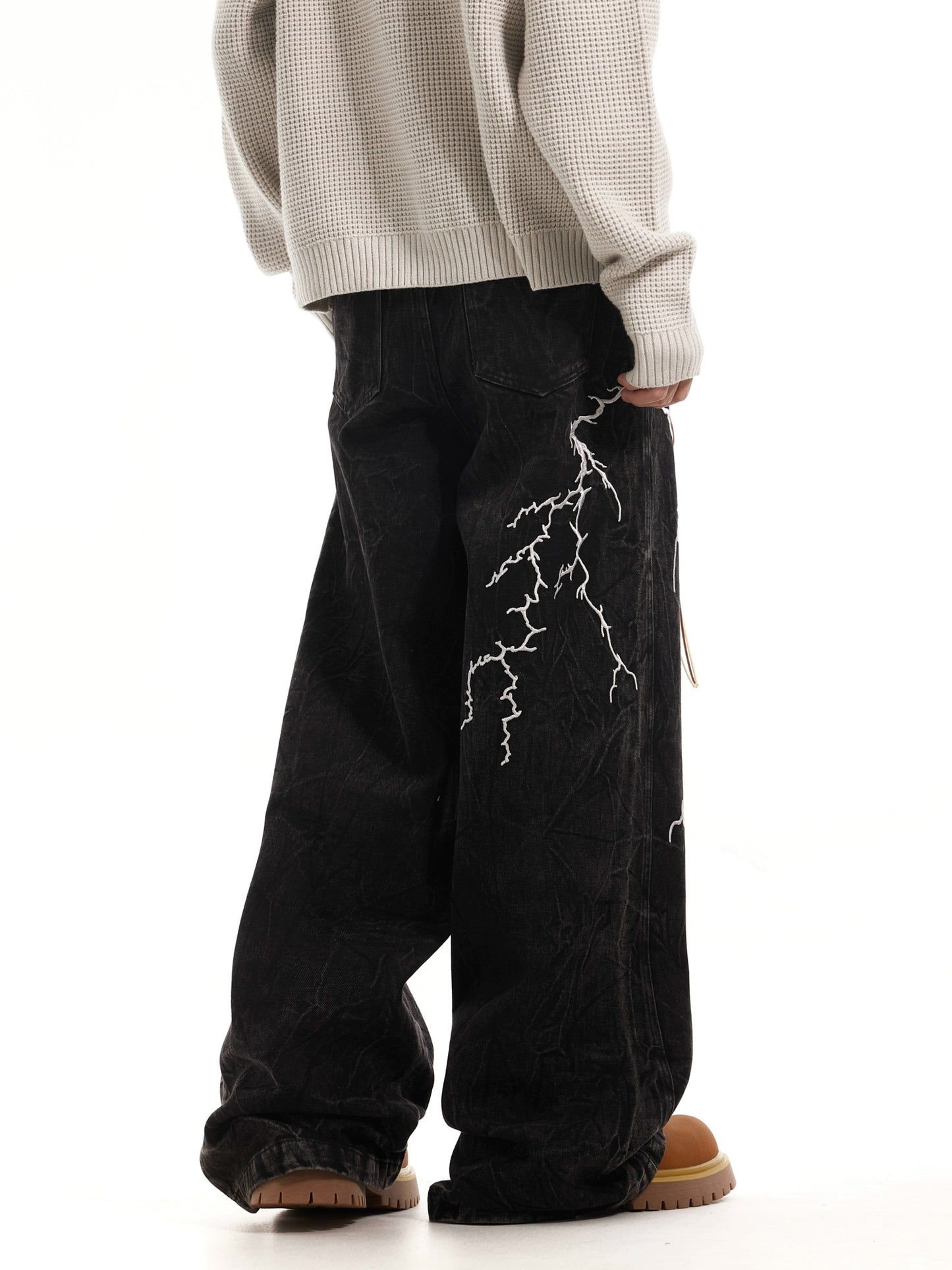LIGHTNING EMBROIDERY DENIM PANTS