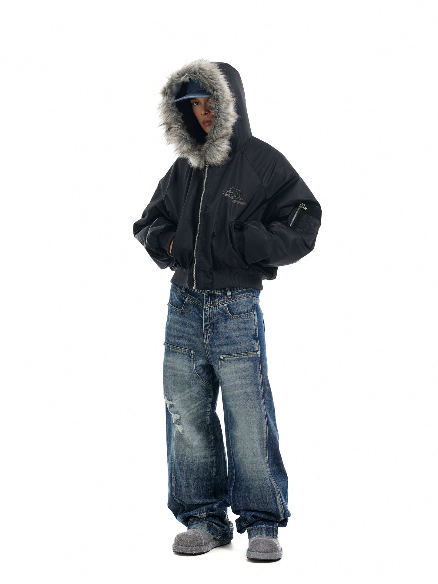 DECONSTRUCTED FUR BOMBER JACKET
