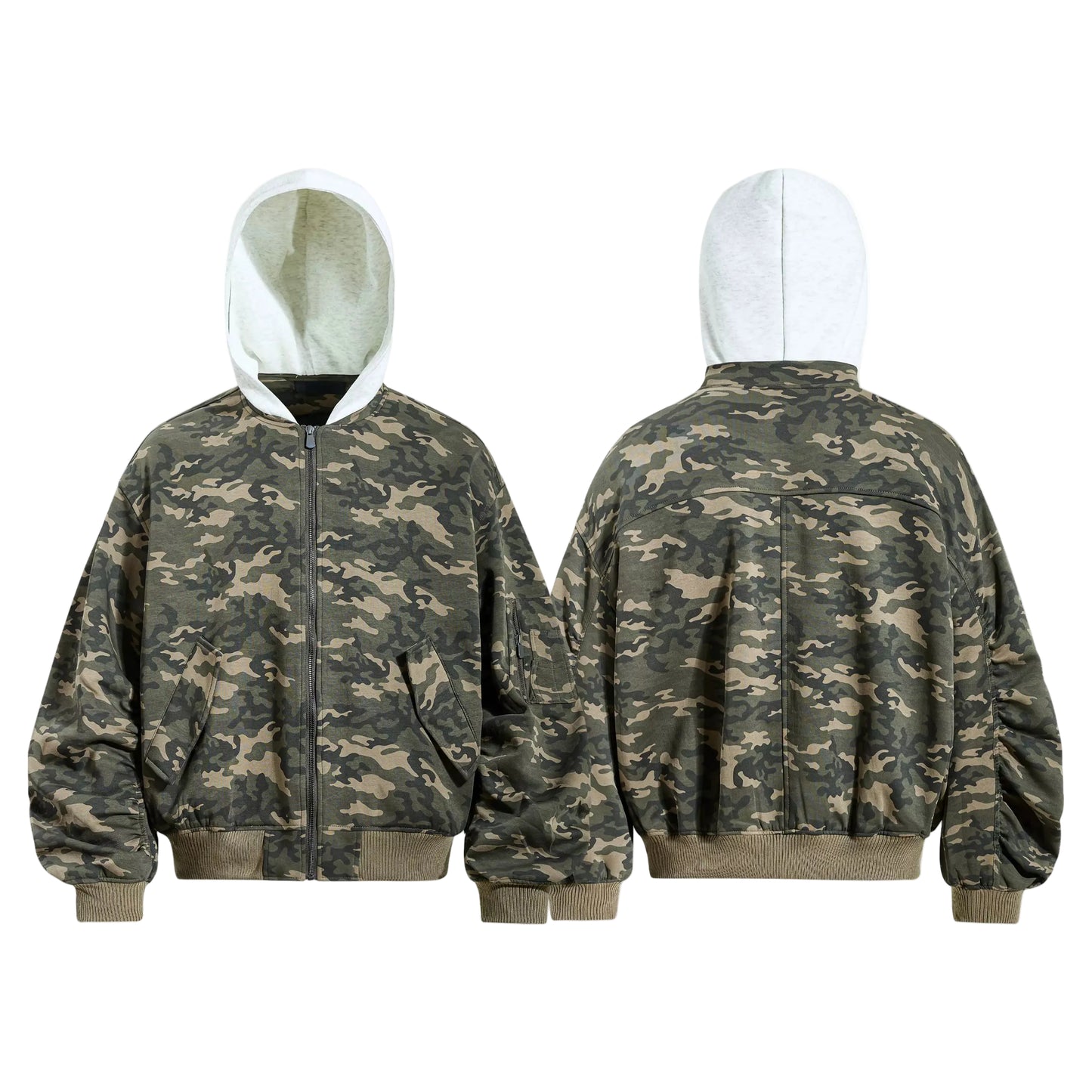 CAMO HOODED ZIP JACKET
