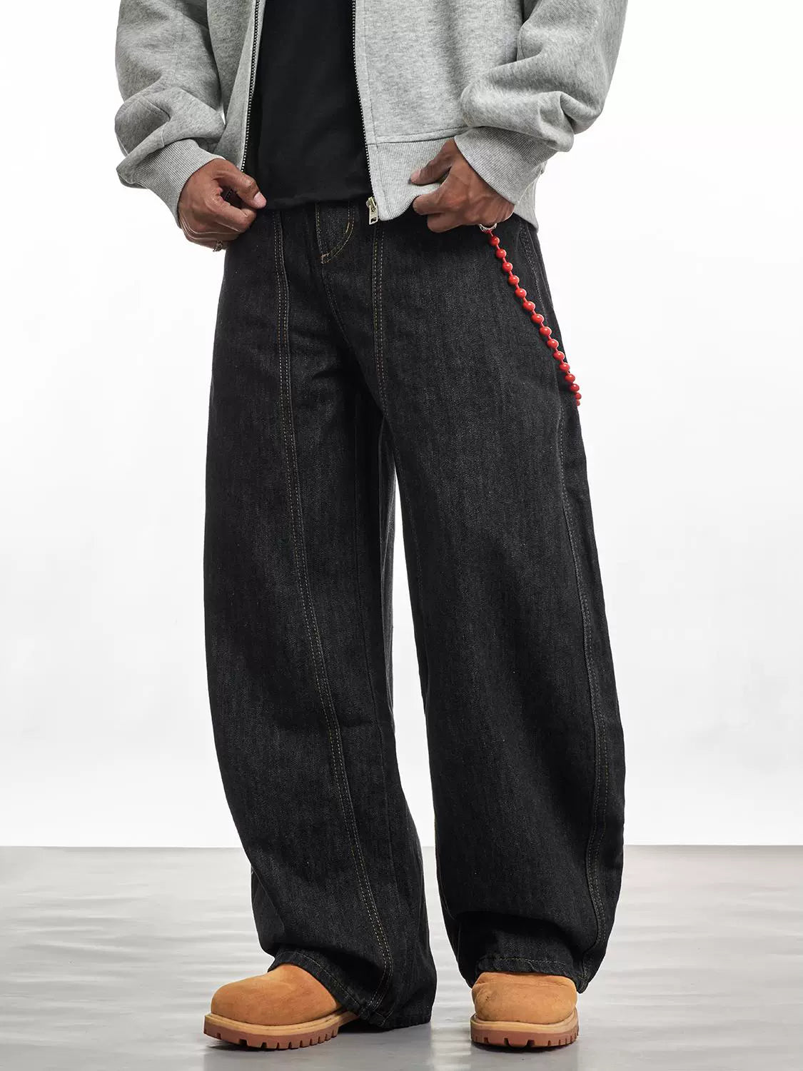 FRONT STITCH BAGGY DENIM PANTS
