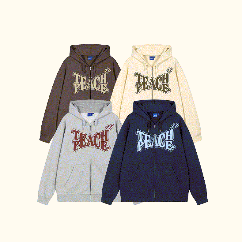 PATCH EMBROIDERY ZIPPED HOODIE