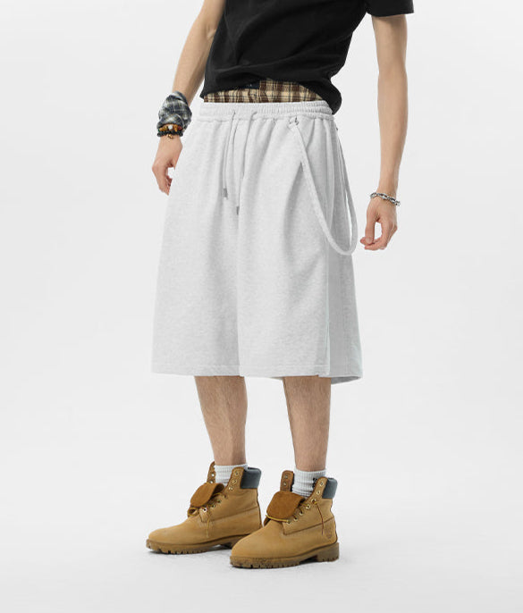 DRAWSTRING WAIST HEAVY SWEAT SHORTS