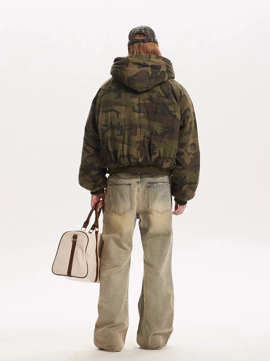 CAMOUFLAGE FUR BOMBER JACKET