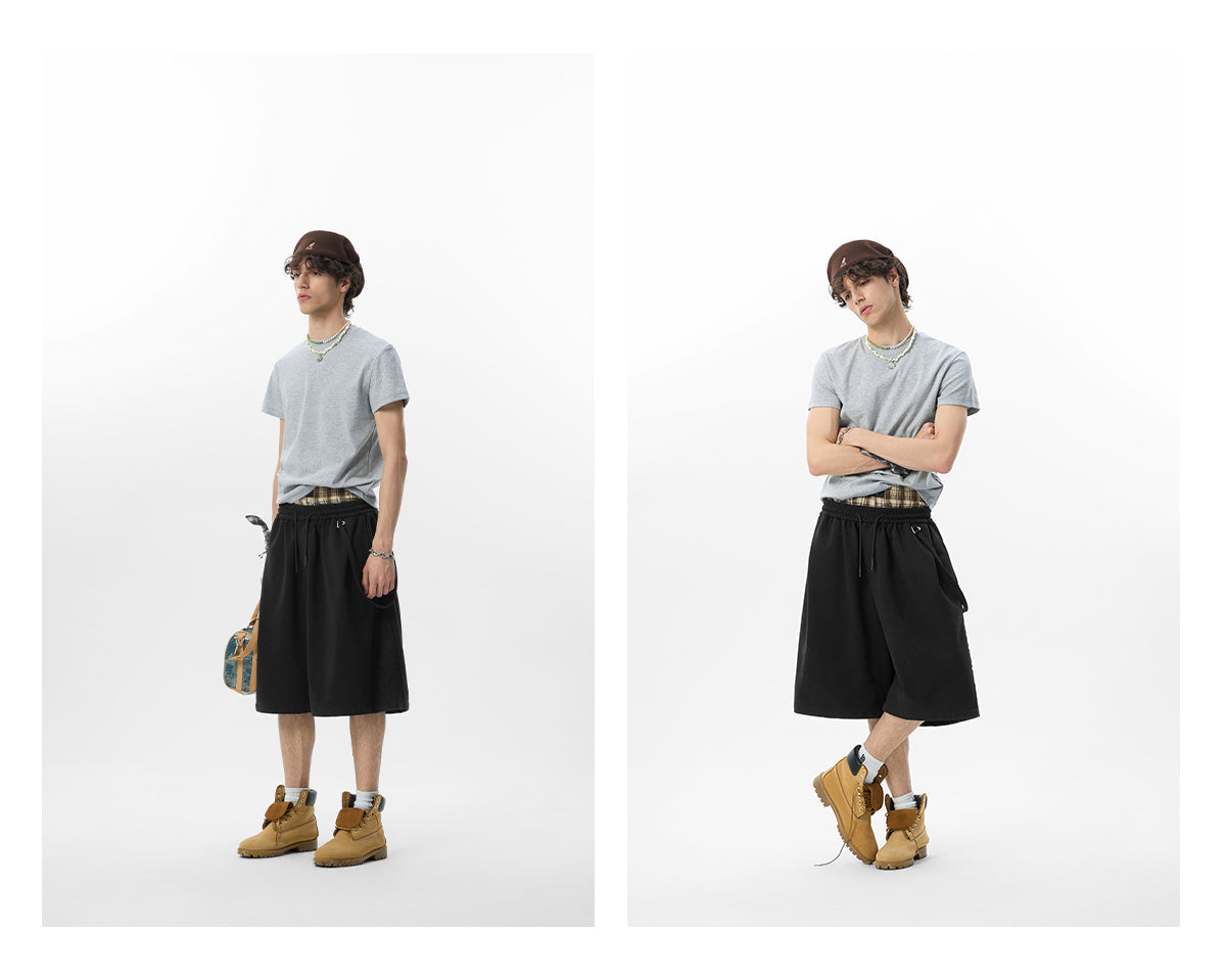 DRAWSTRING WAIST HEAVY SWEAT SHORTS