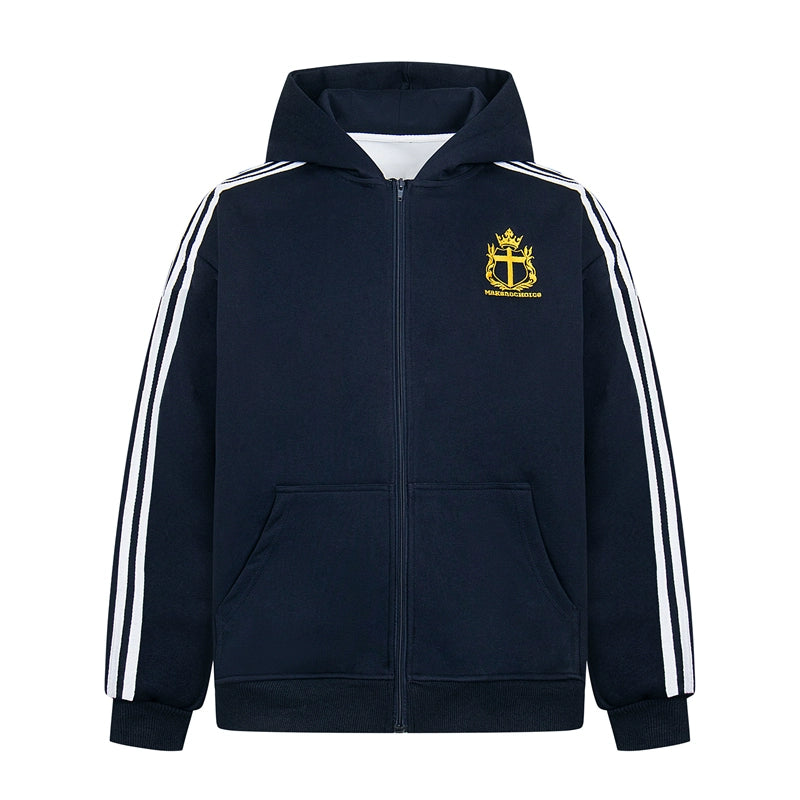 EMBROIDERY STRIPE ZIPPED HOODIE & SWEAT PANTS