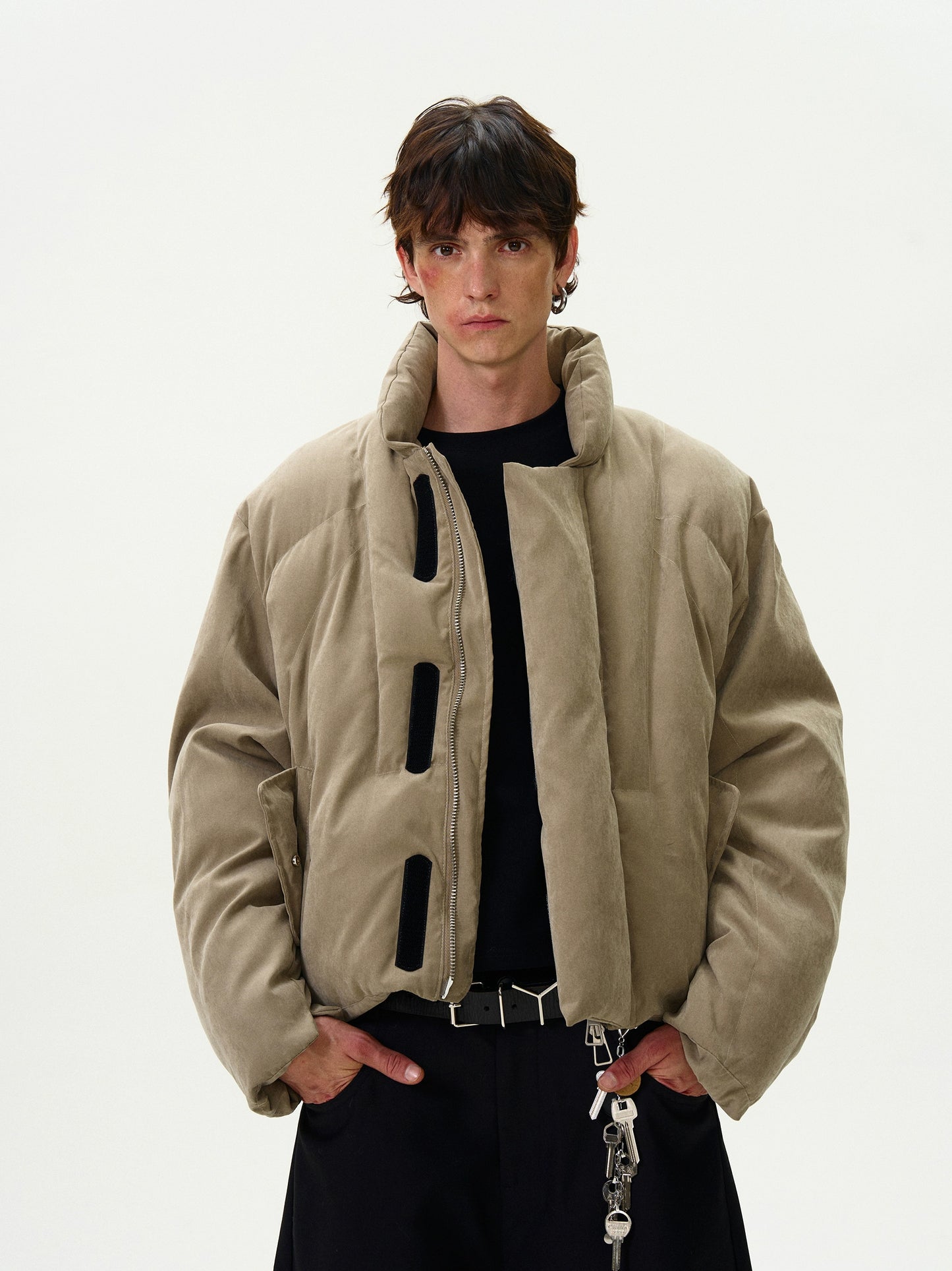 DISTRESSED BRUSHED PUFFER JACKET