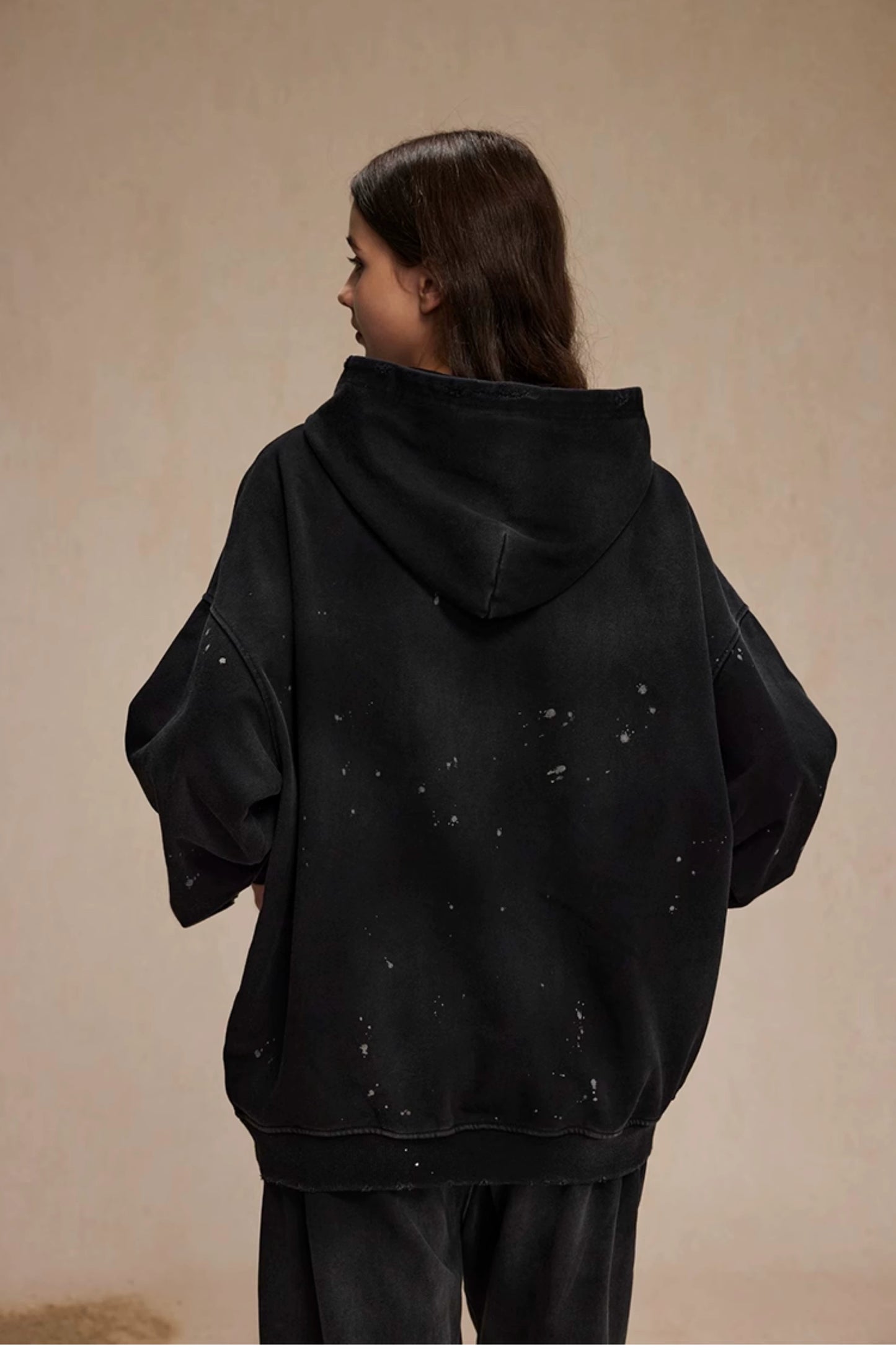 DISTRESSED SPLASH INK HOODIE