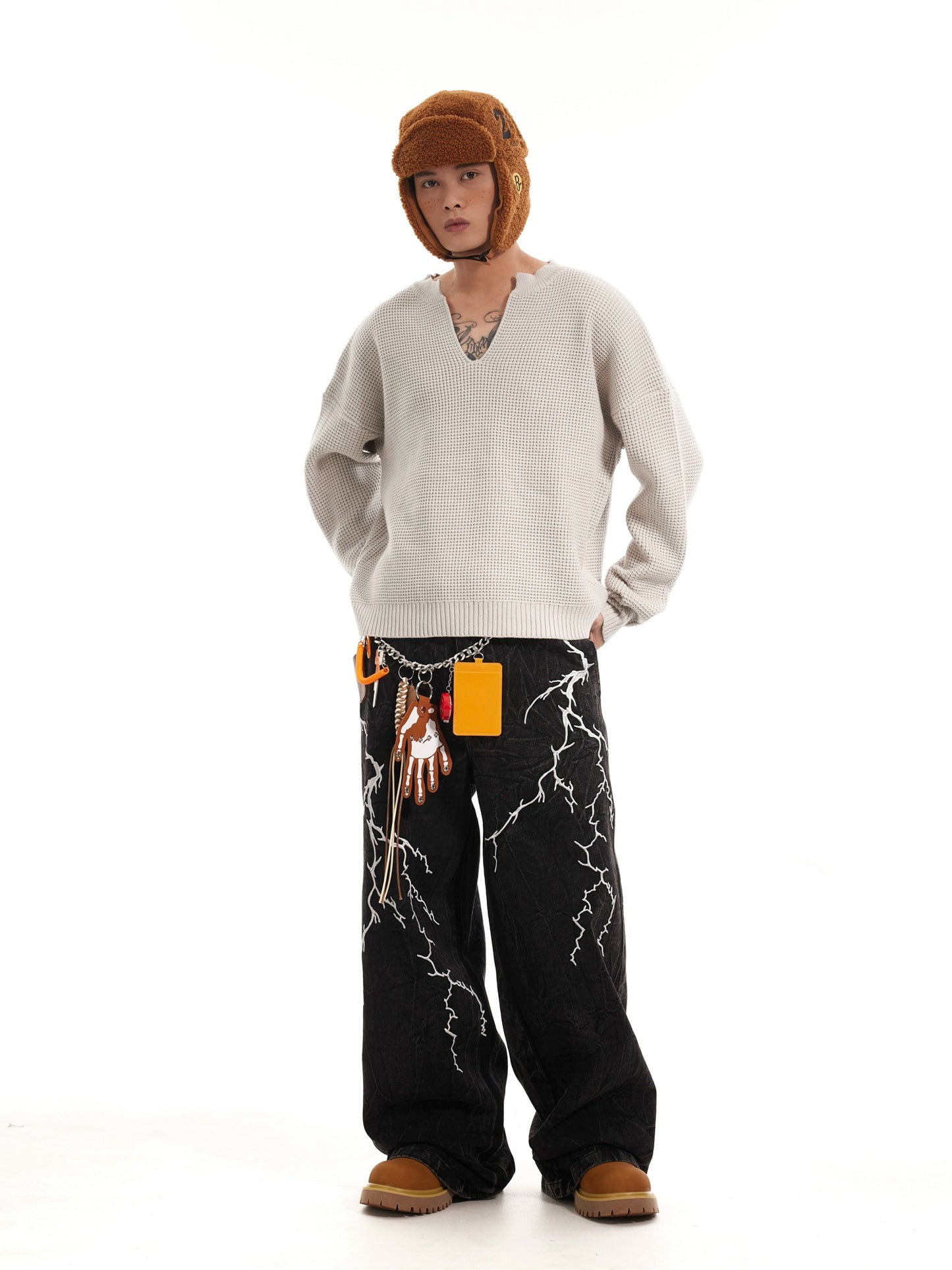 LIGHTNING EMBROIDERY DENIM PANTS