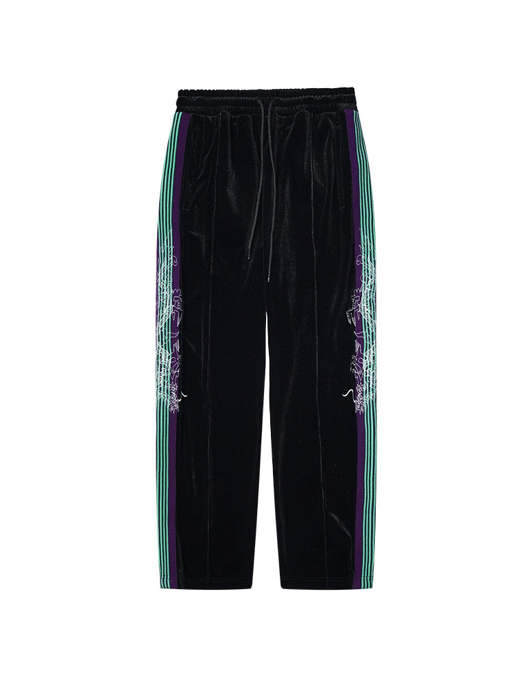 EMBROIDERY VELOUR TRACK PANTS
