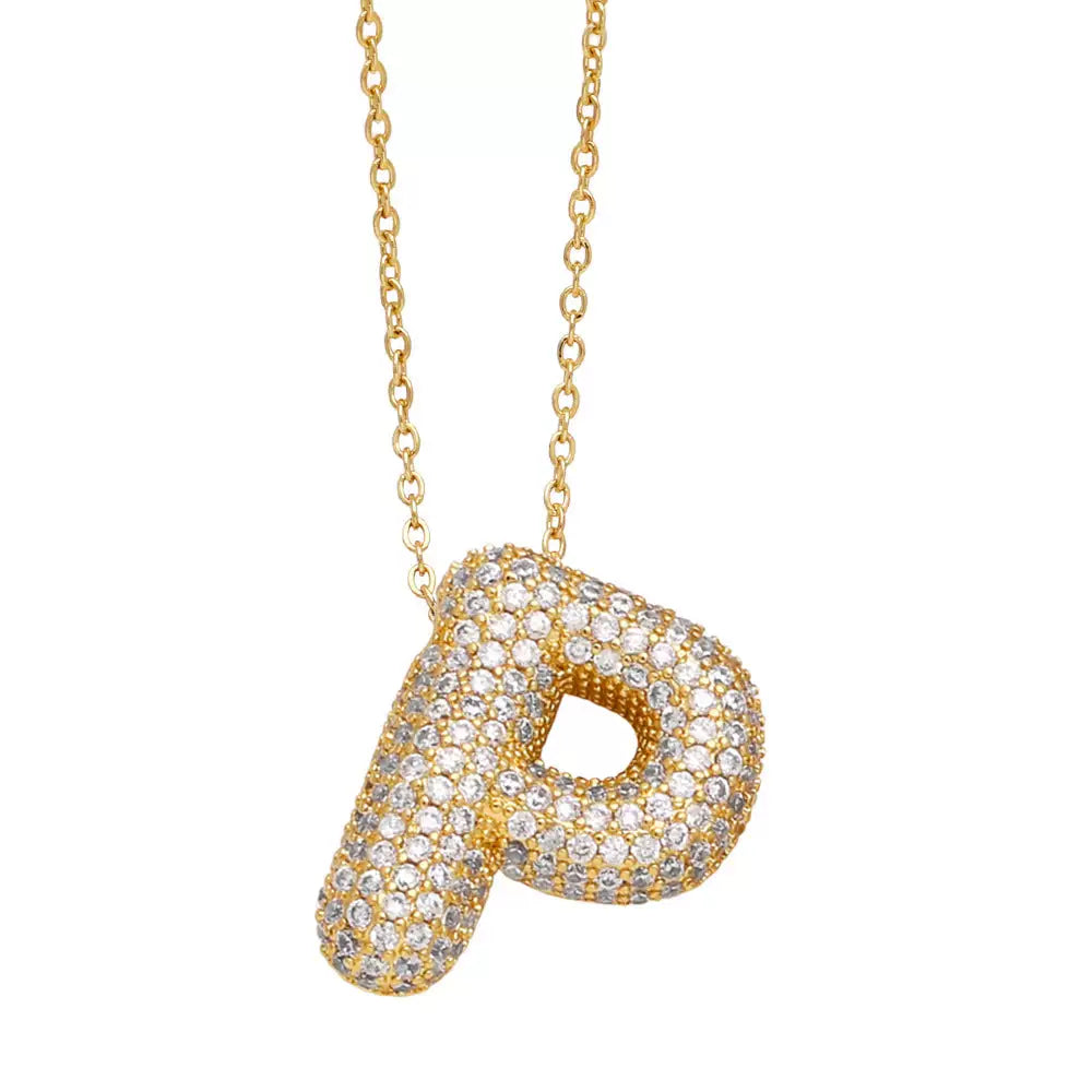ICY CRYSTAL INITIAL NECKLACE (GOLD)
