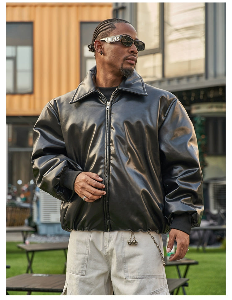 THICKNED PU LEATHER JACKET
