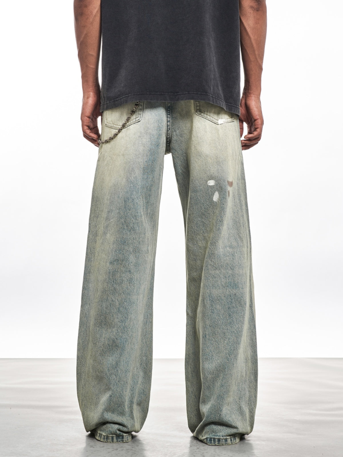 DESTRUCTION WASHED DAMAE DENIM PANTS